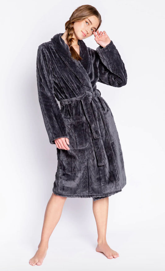 Cable knit bathrobe